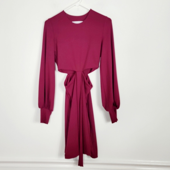 Susana Monaco burgundy long sleeve cutout mini dress - Picture 4 of 8